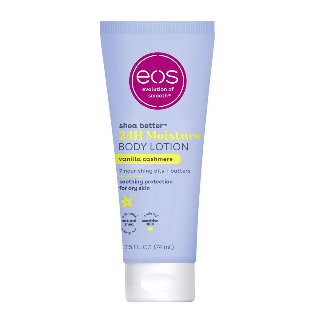 Eos 24H Moisturizing Travel Size Body Lotion Vanilla Cashmere Fragrance 2.5 fl oz เหมาะสําหรับผิวแห้