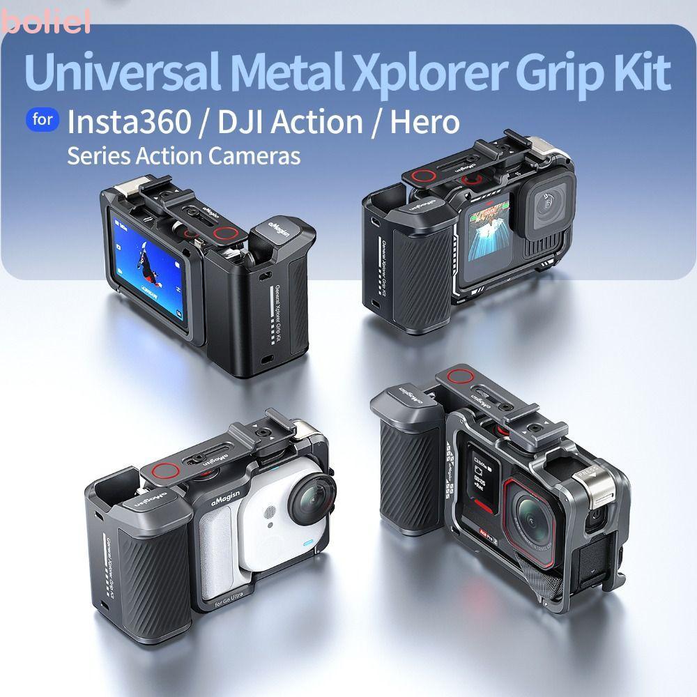 BOLIEL Xplorer Grip Kit Handle, ปุ่มชัตเตอร์อลูมิเนียม Street Grip Vlog Holder, Quick Release สําหรั