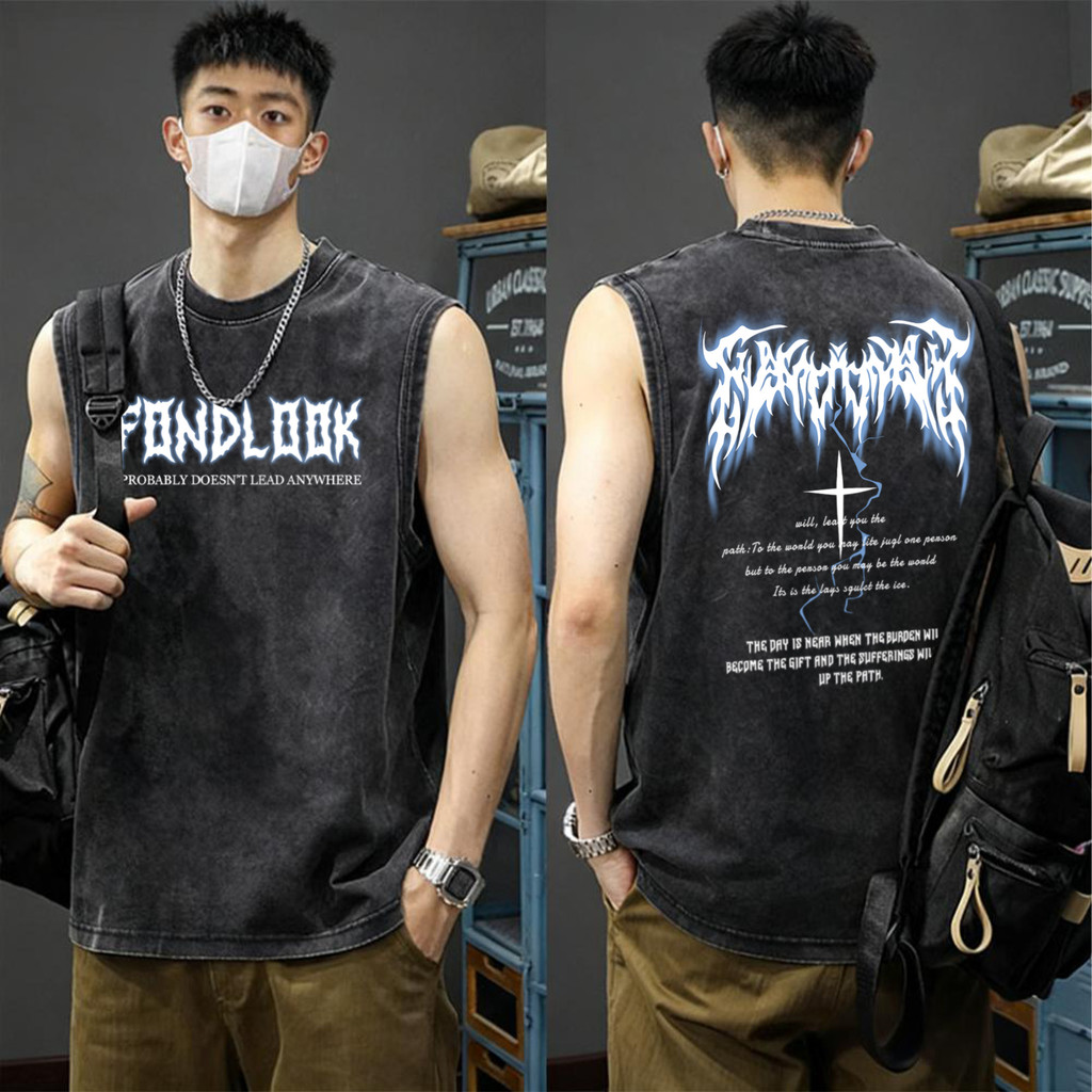Sea.Tee แขนกุด เสื้อยืด oversize ผ้าCotton 100% เสื้อกีฬา ลายพิมพ์แฟชั่น “FONDLOOK” สบายและนุ่ม