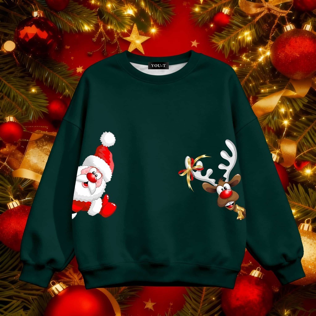 Top.street สเวตเตอร์ แขนยาว คอกลม สไตล์เกาหลี พิมพ์ลาย 'Christmas03' (ใส่ได้ทั้งหญิงเเละชาย) ไซซ์ M-4XL