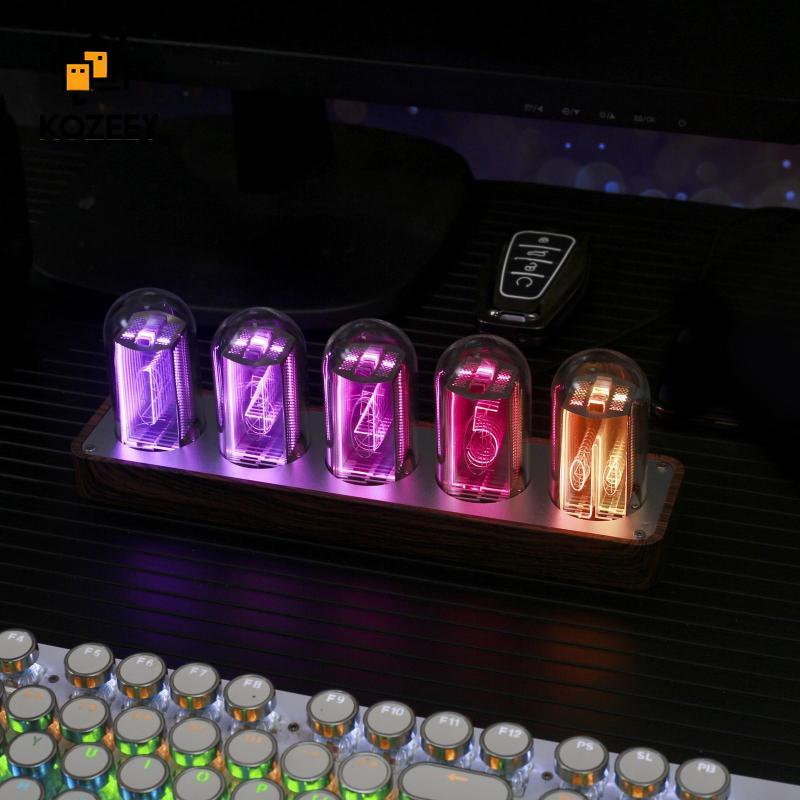 KOZEEY นาฬิกาตั้งโต๊ะนาฬิกามัลติฟังก์ชั่น Nixie Tube นาฬิกาปลุกสําหรับตกแต่งบ้าน