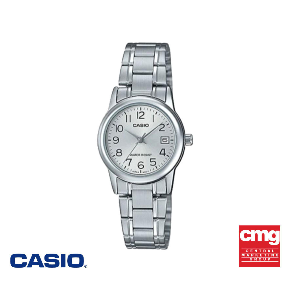 CASIO นาฬิกาข้อมือ CASIO รุ่น LTP-V002D-7BUDF วัสดุสเตนเลสสตีล สีเงิน