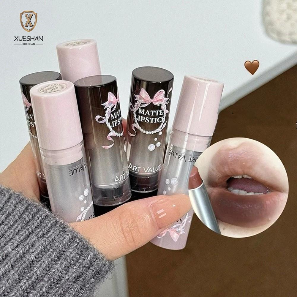 XUESHAN Lip Stick, Cement Grey Brown Sweatproof Lip Gloss, Low Gloss Waterproof Not Fade Lip Glaze W