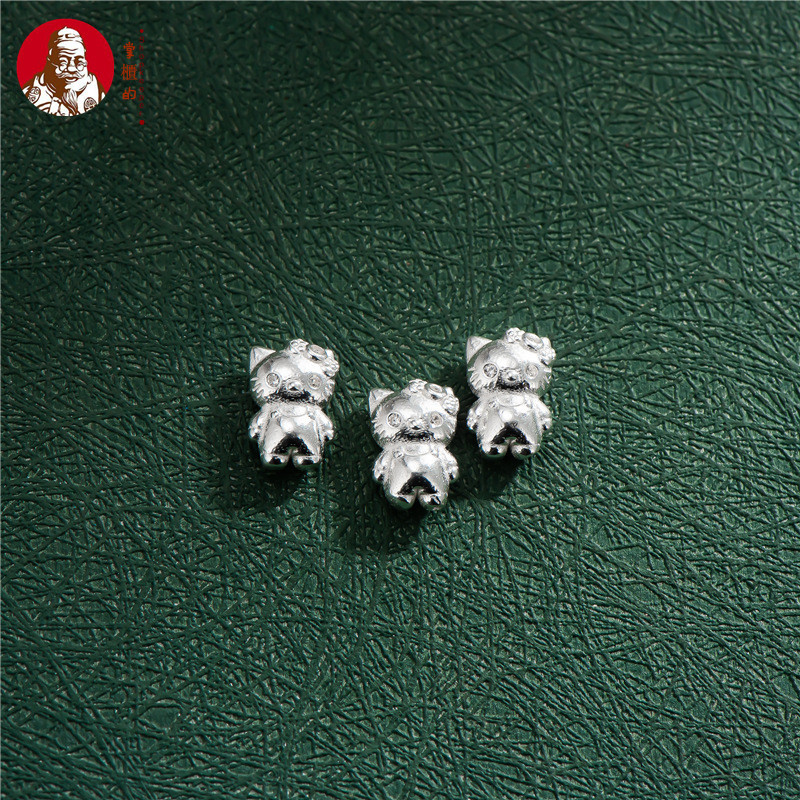 เงินแท้ 999 ลูกปัด KT Cat Spacer DIY สร้อยข้อมือ