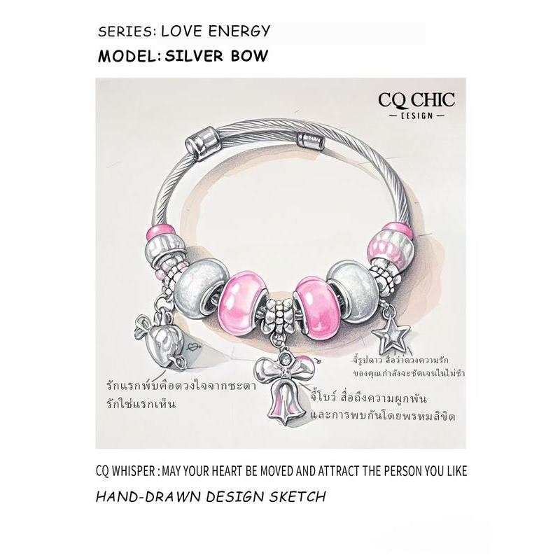 สร้อยข้อมือแฮนด์เมด CQ CHIC สไตล์ Kawaii DIY งานฝีมือน่ารัก สีชมพู เหมาะสำหรับสาวๆ สไตล์ผู้หญิง สร้อ