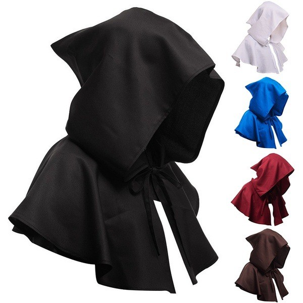 Medieval hood, Halloween witch hat, Cape cosplay felt hat