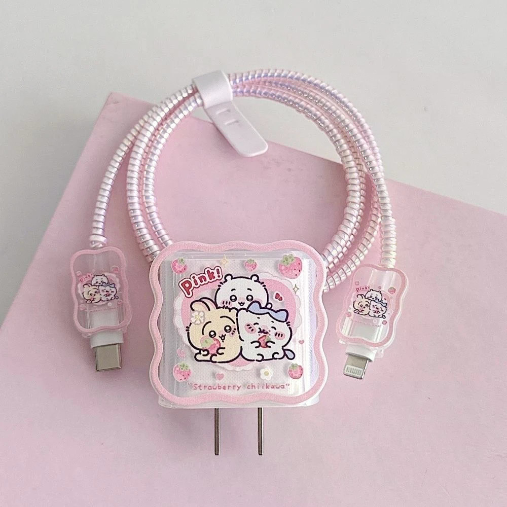การ์ตูน Chikawa Charger Protector สําหรับ iphone 18W/20W /25W Soft TPU Charger Case Winder Cable