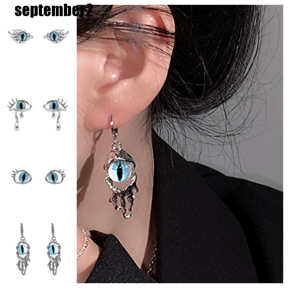 ต่างหูสแตนเลสและคริส탈แบบ Evil Eye แฟชั่น vintage พร้อมเม็ดคริสตัลเหมือนตาแมว ของขวัญอินเทรนด์