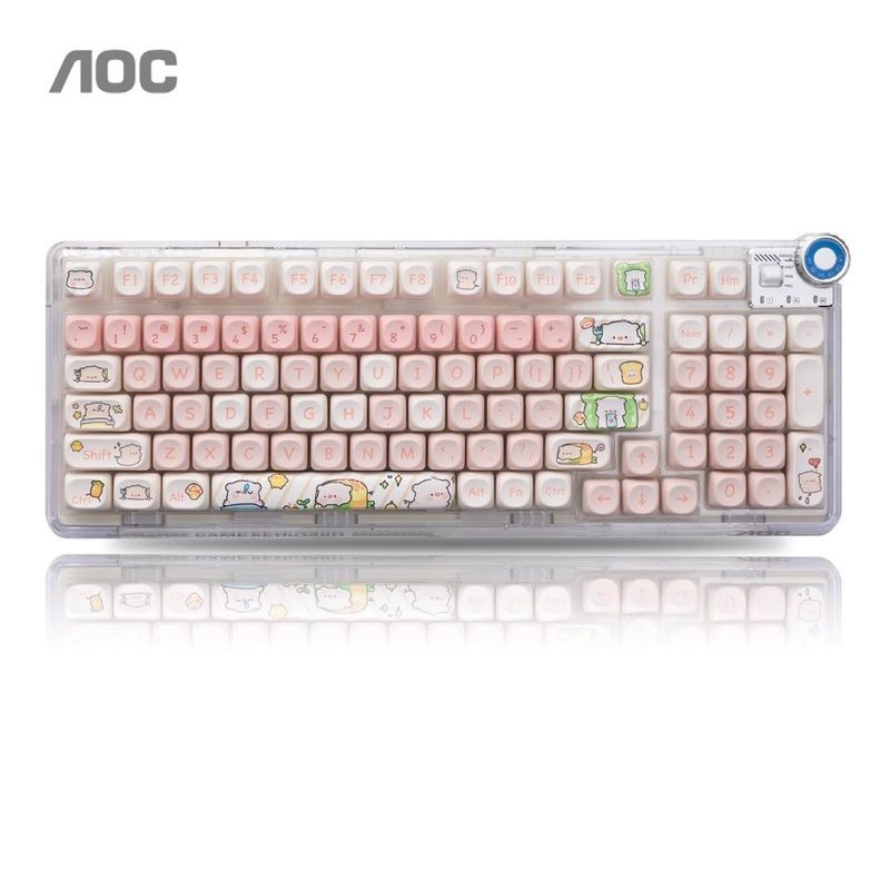 AOC Mechanical Keyboard K98 ที่กําหนดเองปะเก็นโครงสร้างสาวสํานักงานโปร่งใสสามโหมดไร้สายบลูทูธไพ่นกกร