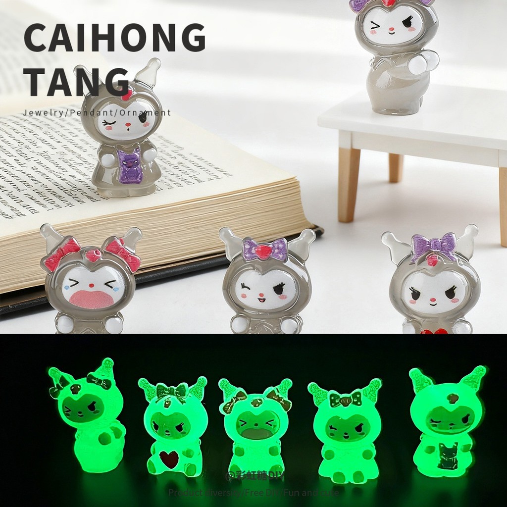 10 ชิ้นเรืองแสงสีดํา Ku Romi เรซิ่น Charms สําหรับ DIY (13-16)