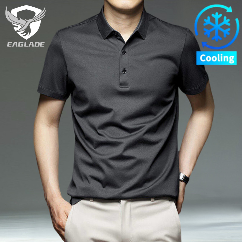 EAGLADE เสื้อโปโลผู้ชาย คอปก ระบายอากาศได้ดี สีเทาเข้ม K11