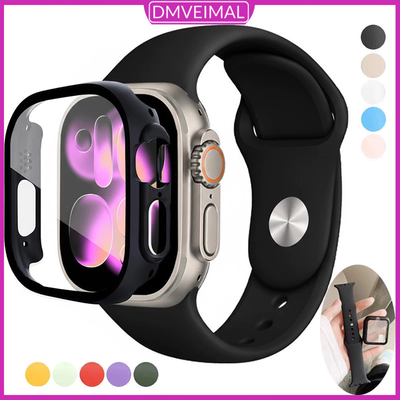 สายคล้องซิลิโคนสำหรับเคสพีซี for IWatch Apple Watch Ultra 3 2 SE 3 Series 11 10 9 8 7 6 5 4 3 ขนาด 49มม. 45 44 46 42มม.