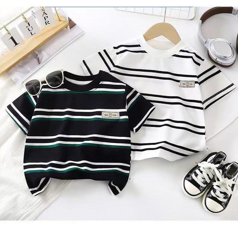 พร้อมส่ง-เสือยืดลายทางเด็กแขนสัน เสือ แขนสันเด็ก ลายทาง ผ้าคอตตอน ผ้านิม ใส่สบาย สำหรับ เด็กเด็กชาย/เด็กหญิง 🔥D7629💫 - รูปที่ 2