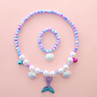 พร้อมส่ง คอไข่มุก 5pcs ชุดสร้อยสําหรับเด็ก สร้อยนางเงือก ดีไซน์เจ้าหญิงนางเงือก สีสันน่ารัก ของเล่นเด็ก