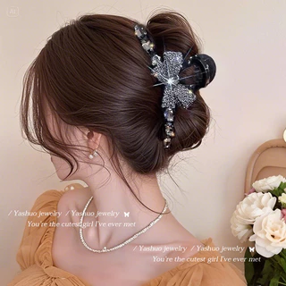 โบว์ขนาดใหญ่คว้าคลิปหญิงระดับไฮเอนด์รู้สึกกลับหัวผมฉลามคลิปแสงหรูหราดีงามกิ๊บหลายอุปกรณ์ผม