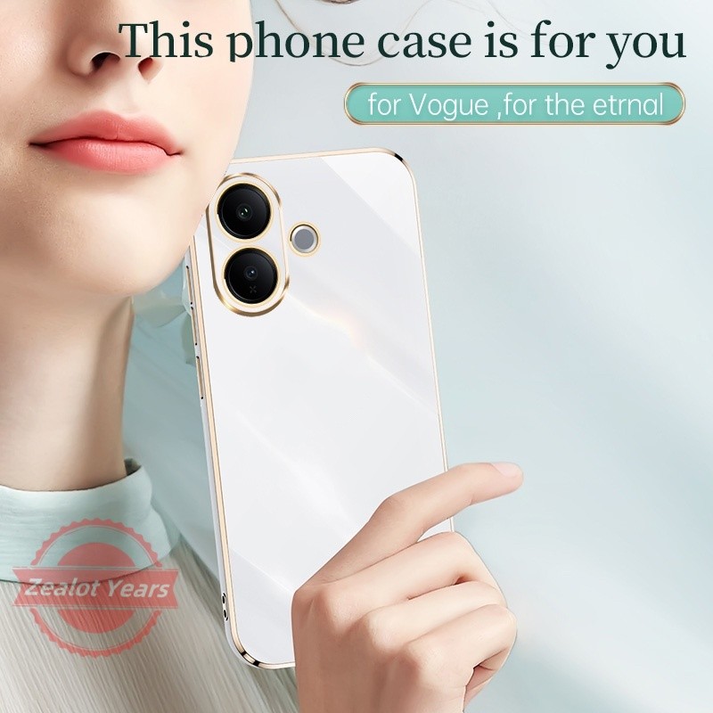 ปลอกอ่อนสําหรับ Vivo V60 Lite 5G V60Lite 4G หรูหราตรงขอบเคสโทรศัพท์ไฟฟ้าฝาครอบป้องกันเลนส์ - รูปที่ 2