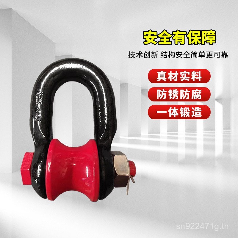 ทํางาน D-Type Marine Lifting Pulley เชือกลวดเหล็ก 5T พร้อมสต็อกที่ถอดออกได้หัวเข็มขัด Heavy Roller แ