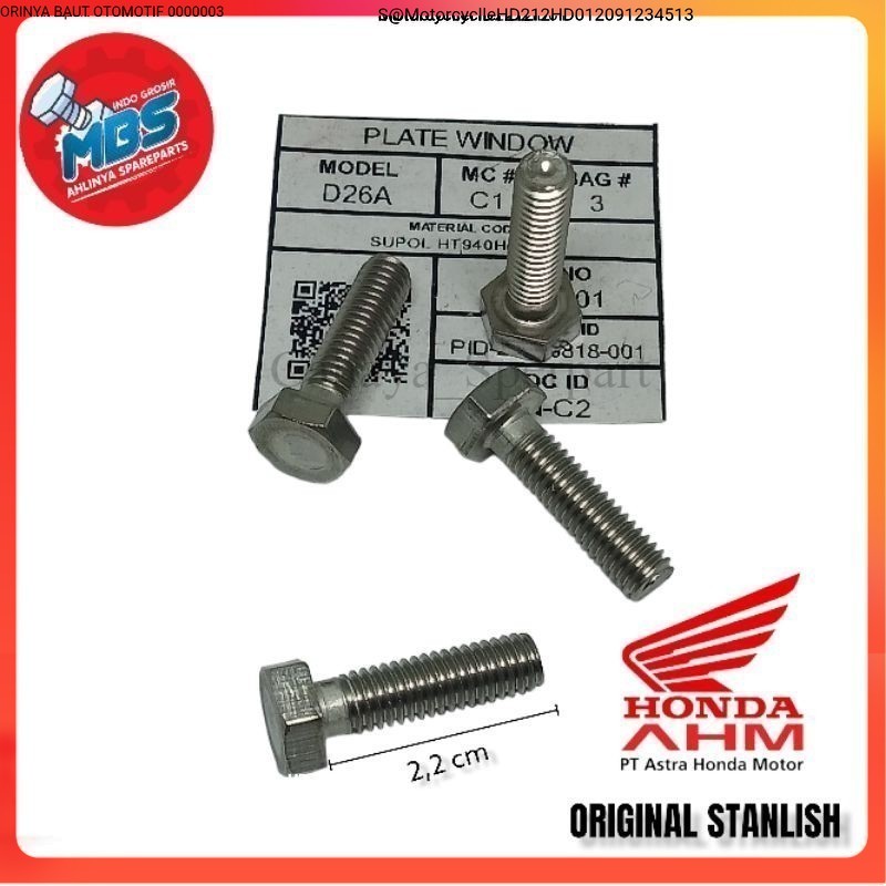 BOLT HEX หมายเลขชิ้นส่วน 92101-06022-4j BOLT 10 M6-222 STENLISH ORIGINAL AM BAUD ECU คอมพิวเตอร์ MOU