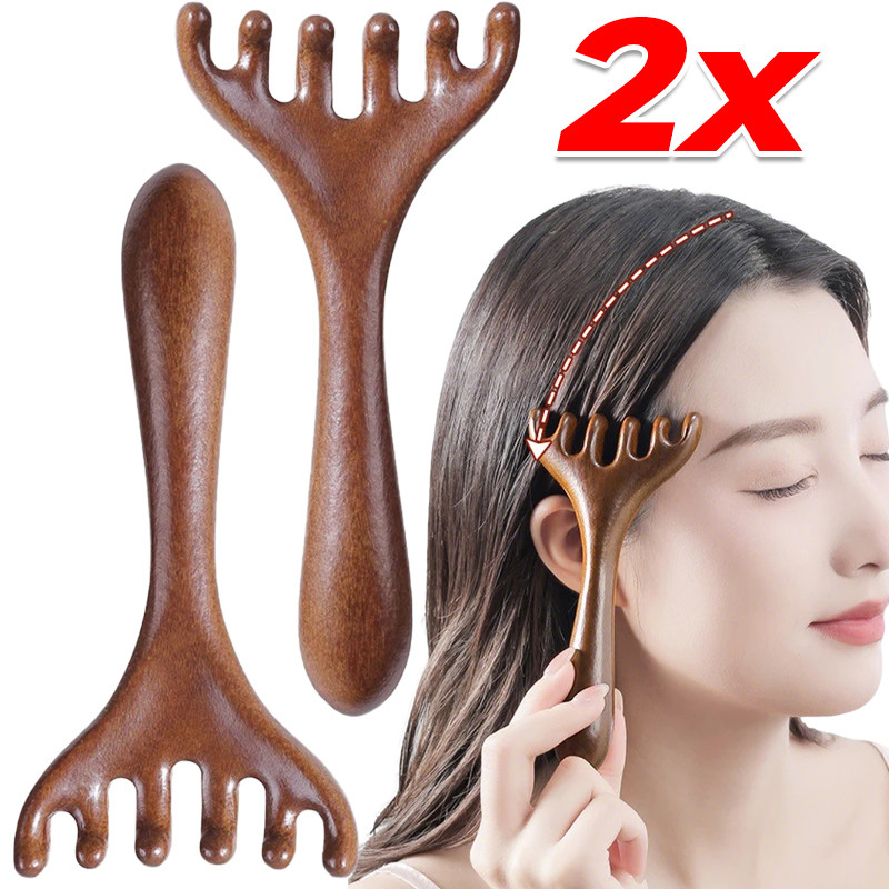 1/2 ชิ้น 6-Claw ไม้นวดหนังศีรษะ - Deer Antler DesignsHead หวีนวด