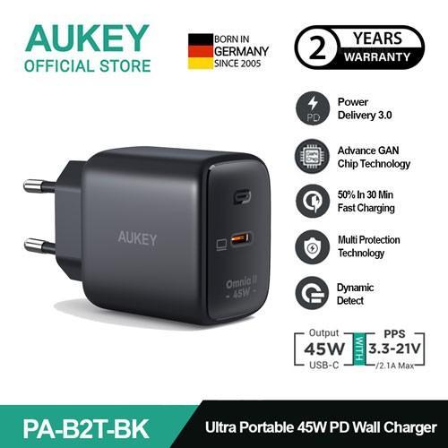 เครื่องชาร์จ Aukey PA-B2T GaN 45W Type C PD 3.0 PPS ชาร์จเร็วสุด