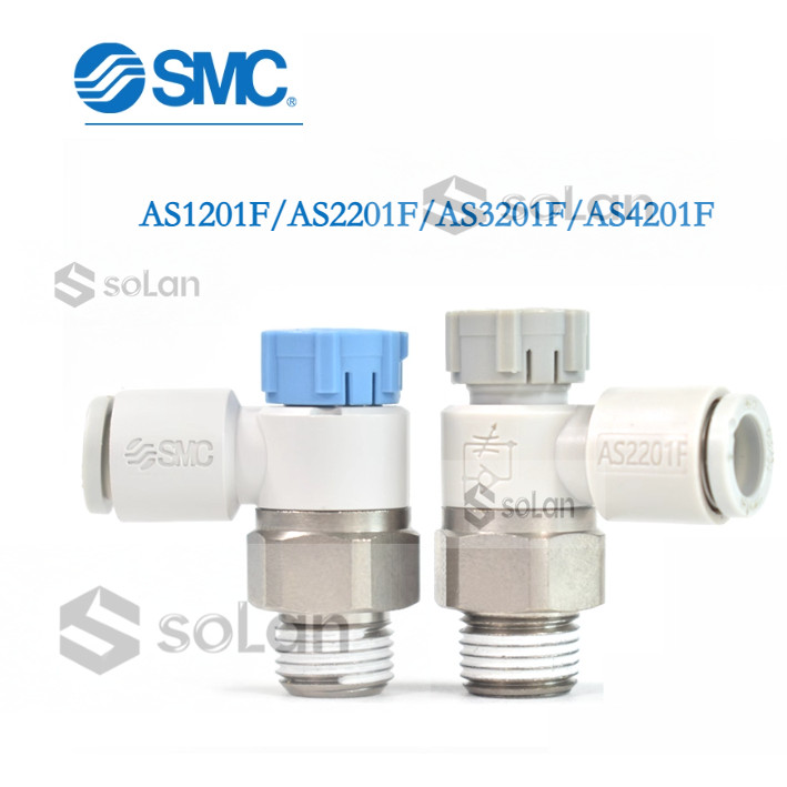 SMC ความเร็ววาล์วปีกผีเสื้อ AS1201F/AS2201F/AS3201F/AS4201F-02-M5-01-03-04SA-06SA-10SA-12SA ข้อต่อนิ
