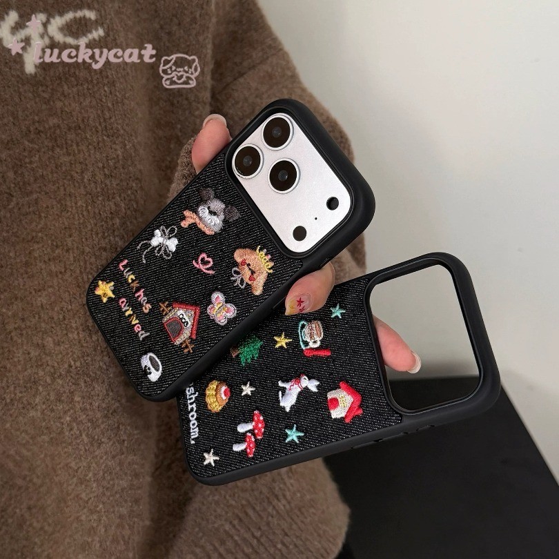 เข้ากันได้กับ iPhone 17 16 15 14 13 12 11 Pro Max X Xr Xs Max 7 8 Plus SE2020 เคสโทรศัพท์ Karakter Hewan Bordir Kartun Yang Imut House ฝาหลังแบบนุ่ม