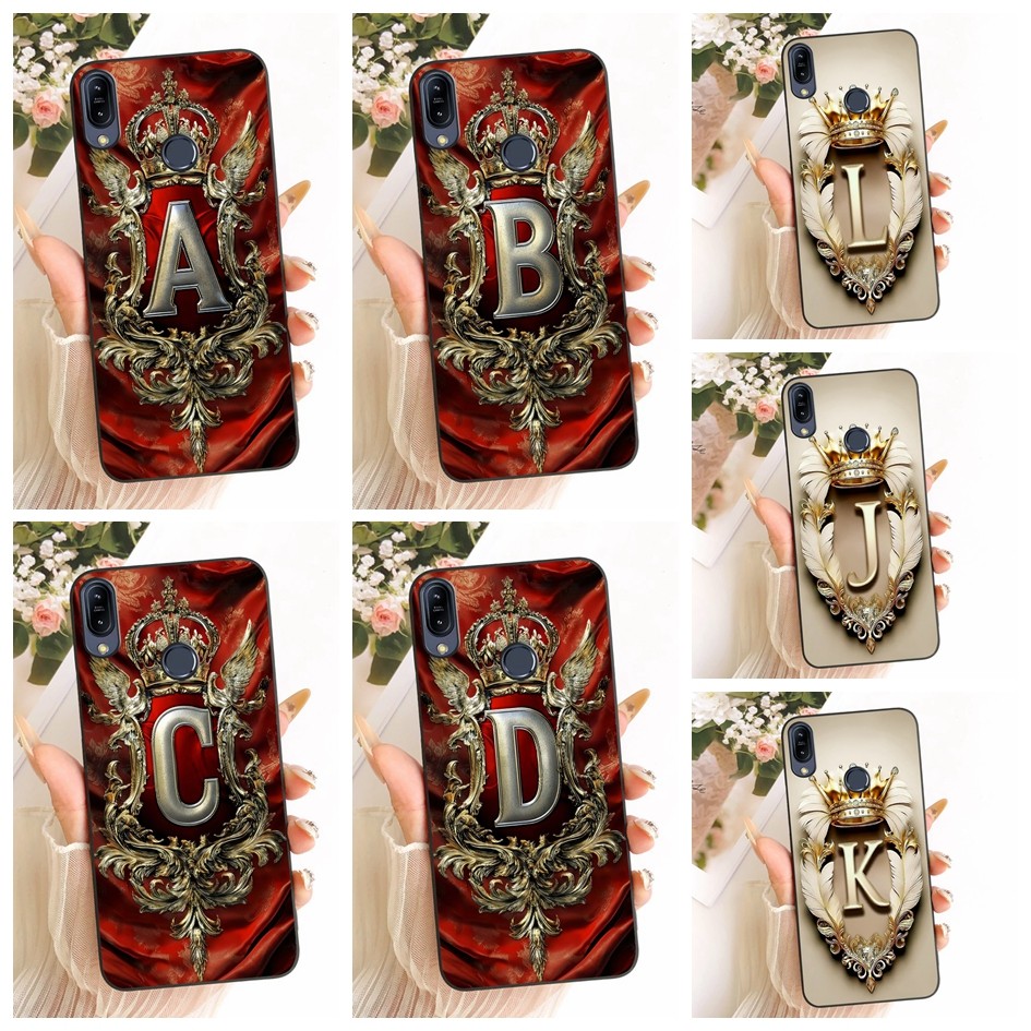 สําหรับ Asus Zenfone Max (M1) ZB555KL ZB556KL กรณี X00PD หรูหราตัวอักษรเริ่มต้นซิลิโคนสีดําสําหรับ A