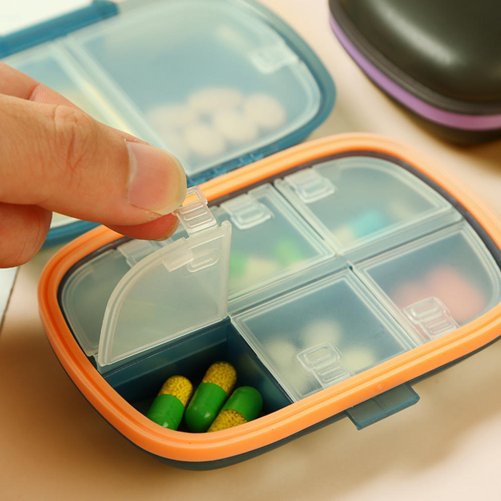 ที่เก็บยาแบบพกพา ฉากกั้นแบบถอดได้ 8-Compartment Pill Case Mini Airtight สําหรับ Office Home Pharmacy - รูปที่ 3