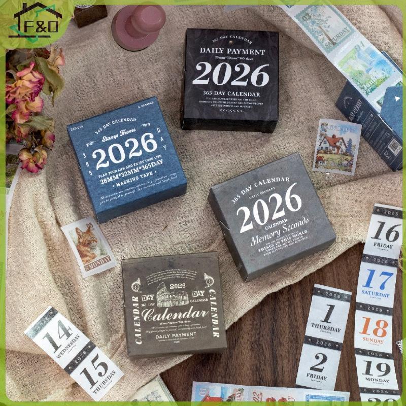 F&O Journal GO 365pcs Vintage 365 Days Daily Life Washi สติกเกอร์เทปสําหรับ Collage Junk Journal Pla