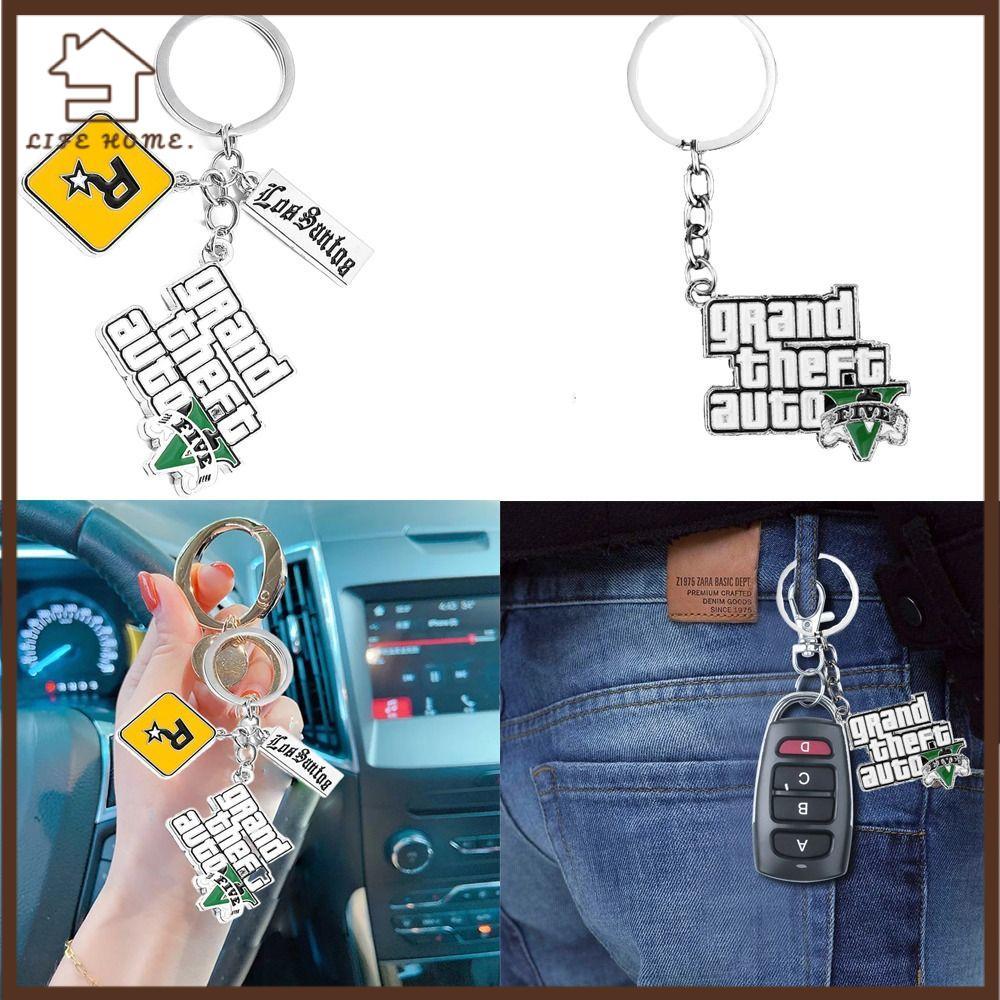 YELGIRL เกม PS4 GTA5 พวงกุญแจ, 5 ดาว Muti พวงกุญแจ, พวงกุญแจโลหะ Keyholder แฟนกระเป๋าจี้พวงกุญแจผู้ช