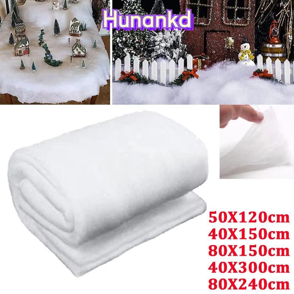 HUAN ผ้าห่มหิมะคริสต์มาส, ผ้าฝ้ายเทียมตกแต่งพรมหิมะปลอม, จําลอง DIY เสื่อม้วนหิมะคริสต์มาสแบบใช้ซ้ําได้ตกแต่งคริสต์มาส