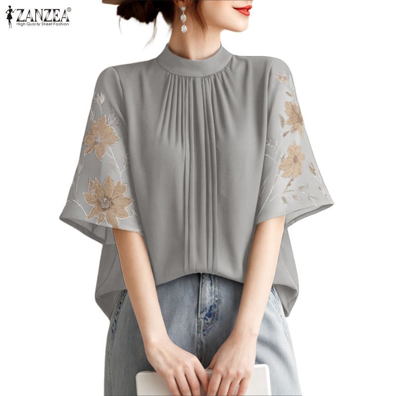 ZANZEA เสื้อเบลาส์สไตล์เกาหลี ดีไซน์ทันสมัย มีการตัดเย็บและตกแต่งลาย pleats สวมใส่ได้อย่างสง่าราศี