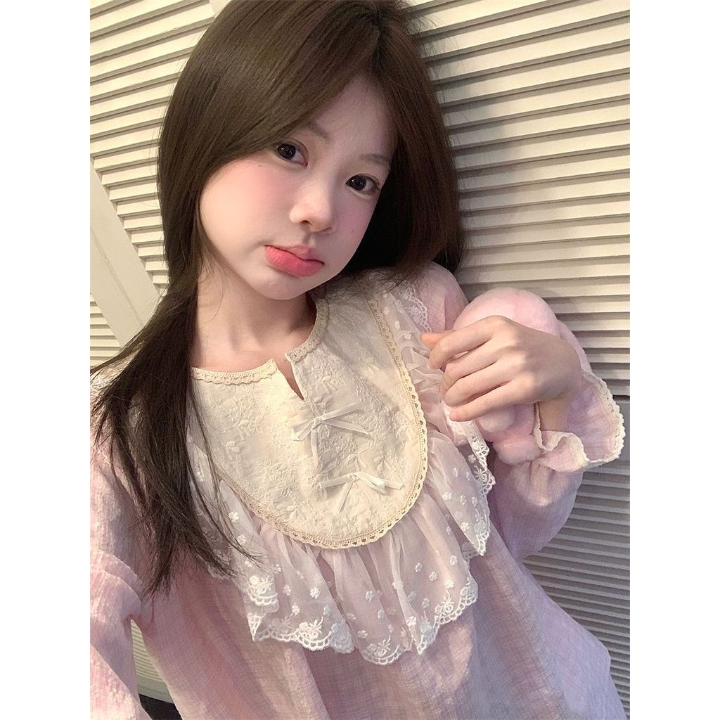 ชุดนอนลายสก๊อตสีชมพู แขนยาวกางเกงขายาว เหมาะสำหรับฤดูใบไม้ผลิและฤดูใบไม้ร่วง - รูปที่ 4