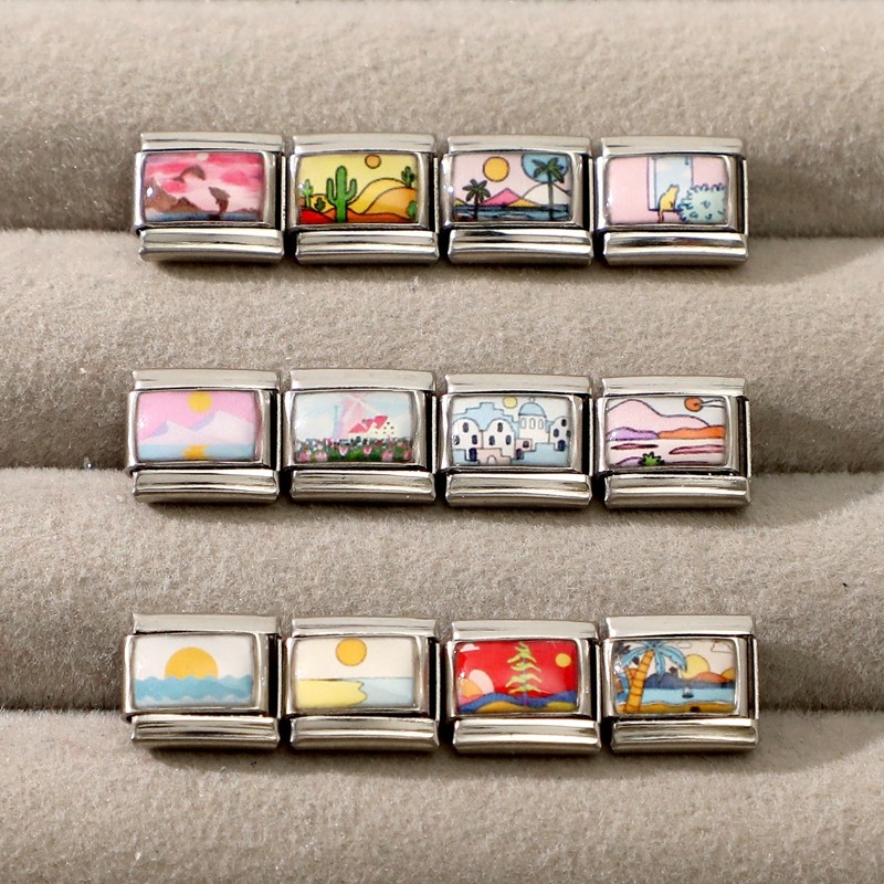 สร้อยข้อมือ charm สแตนเลส ขนาด 9 มม. อิตาเลียน สำหรับ DIY และตกแต่งสร้อยข้อมือ - รูปที่ 3