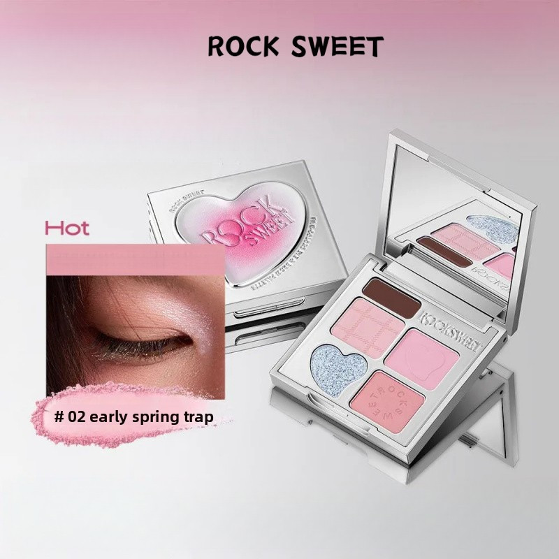 หิน หวาน จานสีคิ้วและคิ้วห้าสีสําหรับผู้เริ่มต้นที่มีการเรนเดอร์สีที่ละเอียดอ่อนและเป็นธรรมชาติโดยไม่ต้องแต่งหน้า พาเลทอายแชโดว์ - รูปที่ 3