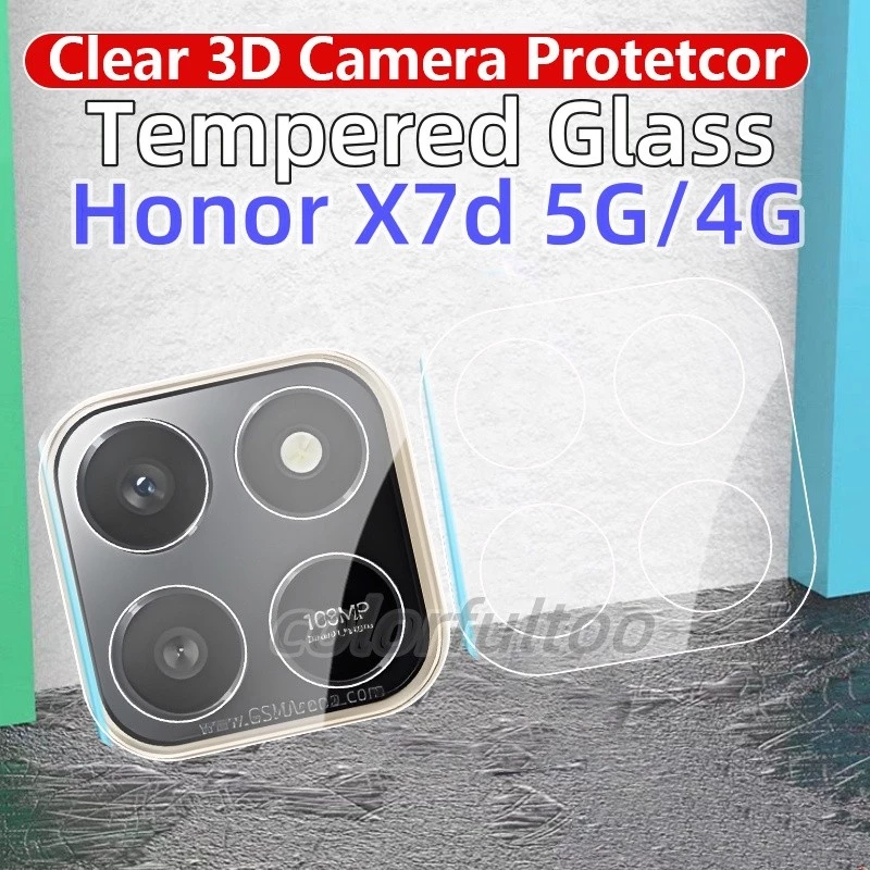 Clear Diamond 3D โค้งกระจกนิรภัยกล้องสําหรับ Honor X7d X 7d HonorX7d X6C 4G 5G 2025 Full Cover กาวกล้องป้องกันหน้าจอกลับฟิล์มเลนส์