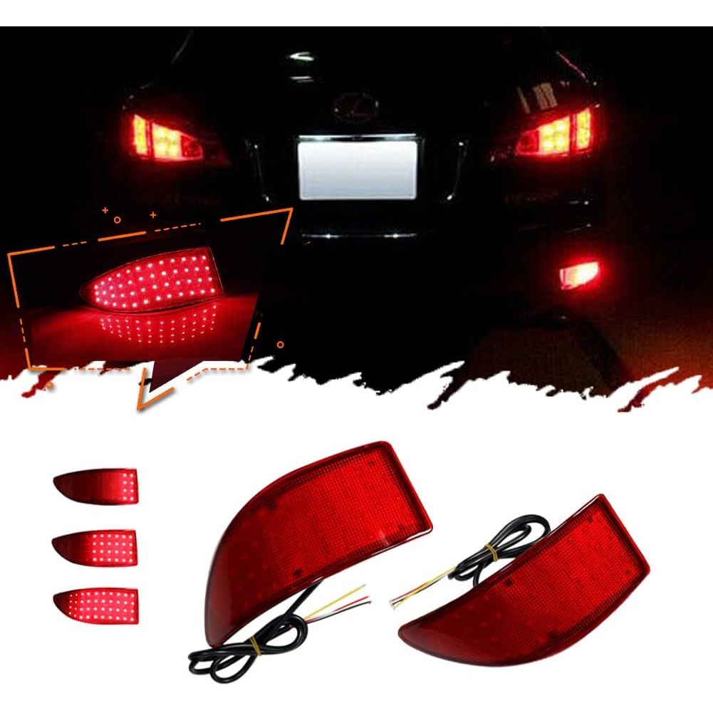 2 ชิ้นเลนส์สีแดง 33-SMD ไฟสะท้อนแสงกันชน LED เข้ากันได้กับ 06-13 Lexus IS250 IS350, ฟังก์ชั่นเป็นไฟท