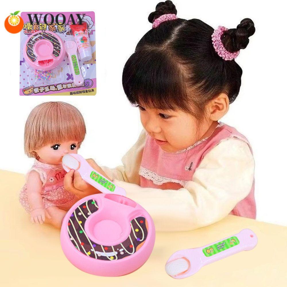 WEDW Donut Food Feeding Toy, DIY Donut Interactive Play Pudding Feeding Toy, จําลองครีมญี่ปุ่นบทบาทเ