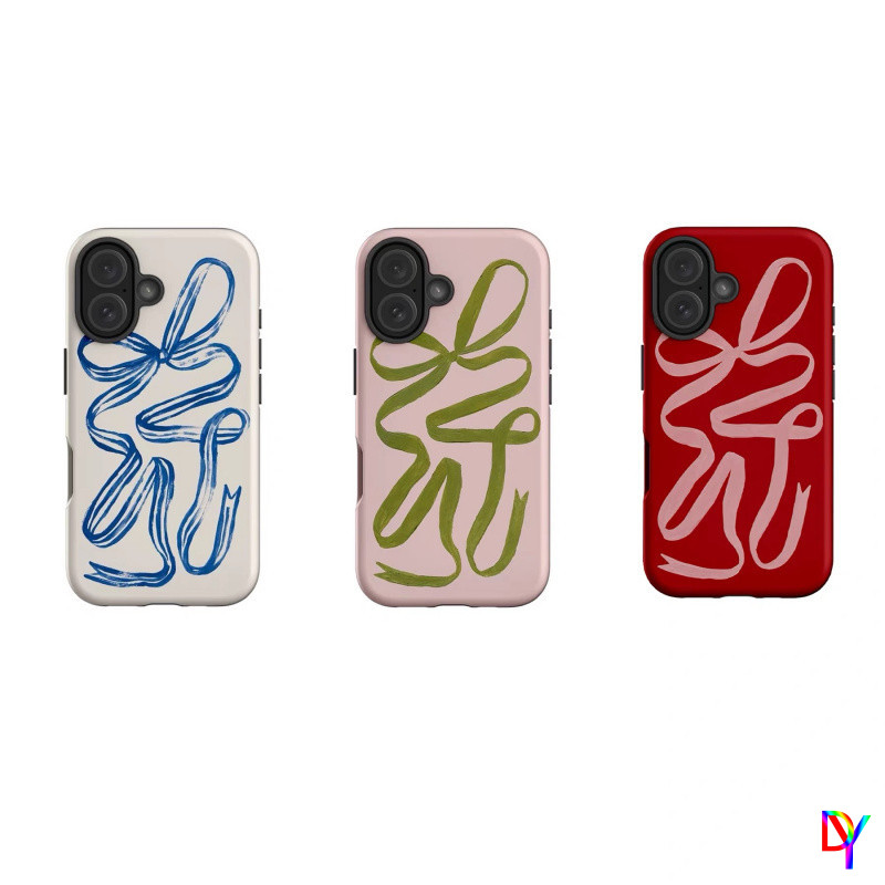 เคสริบบิ้นสร้างสรรค์สองชั้น 2-in-1 สําหรับ iPhone 16/16E/15 Pro Max/15 Plus/14/13 Pro Max/12 Pro/11 Pro Max/Xs Max/7/8 Plus - ฝาครอบกันกระแทกป้องกันการล่มสลาย