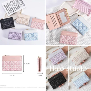 Halo studio พร้อมส่ง🔥กระเป๋าสตางค์ใบสั้นสไตล์ Chanel ขนาดเล็กใหม่ กระเป๋าสตางค์ผู้หญิงใบสั้นปักเพชรระดับไฮเอนด์
