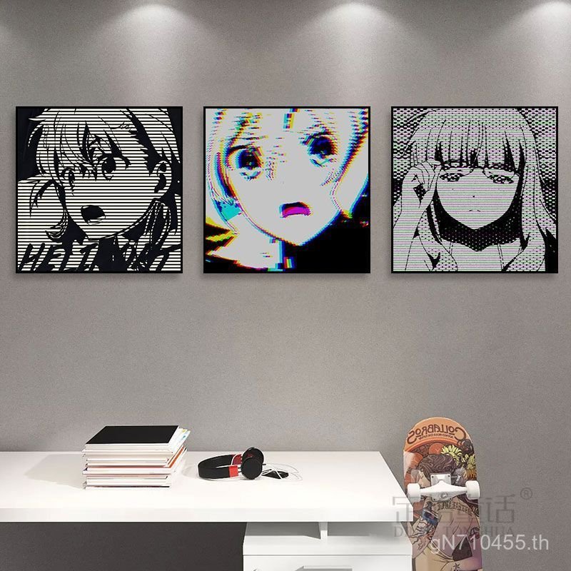 โรงแรมศิลปะ Aokizy ภาพจิตรกรรมฝาผนังสีดําสีขาวบรรยากาศอะนิเมะภาพวาด Internet Cafe เกมนมชา Shop พิกเซ