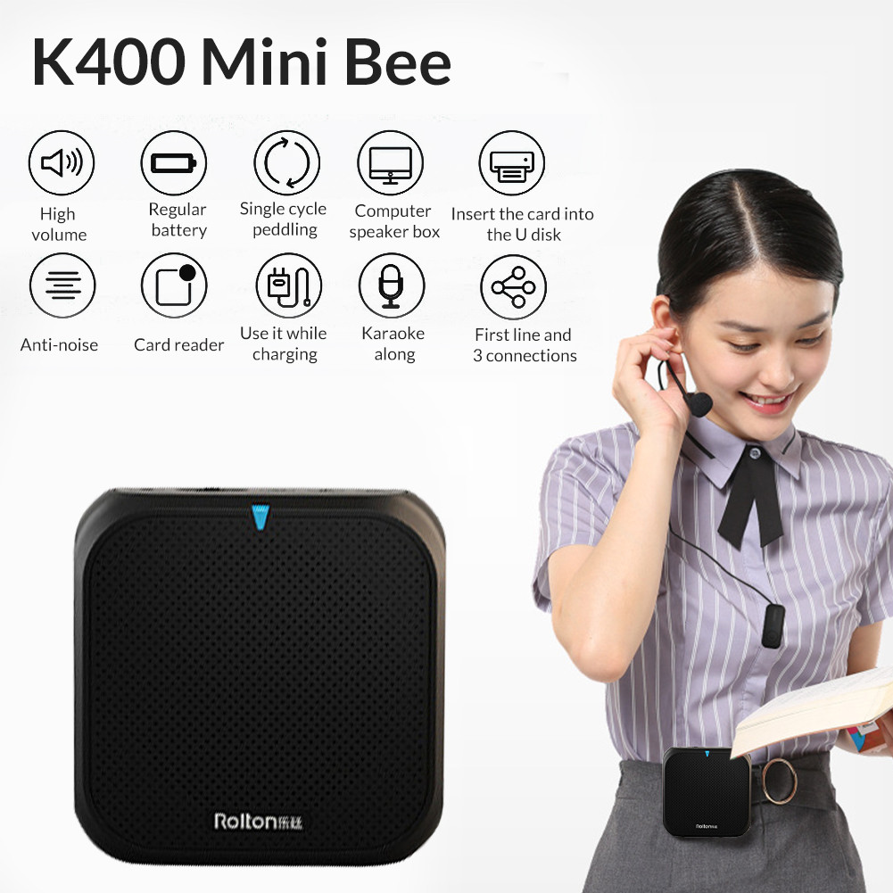 ลำโพงพกพา Rolton K400 FM เครื่องขยายเสียง ไมค์ไกด์ รองรับไร้สาย เสียงคุณภาพ