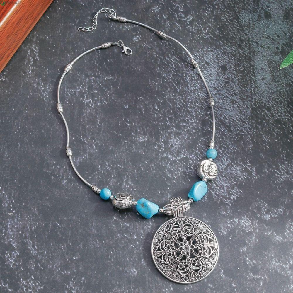 สร้อยคอสไตล์ชาติพันธุ์ โซ่โลหะลูกปัด เก๋ไกiais โบฮีเมีย เสน่ห์สำหรับคอ