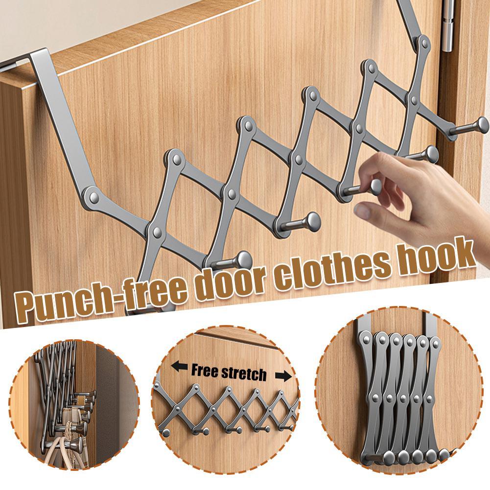 การเจาะ-ฟรีประตูหลังแขวนหดพับห้องนอนประตูหลังตะขอตะขอแขวนเสื้อ ค6n8