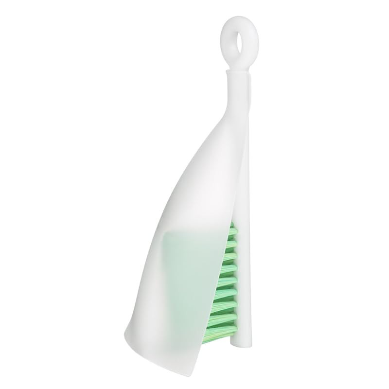 Tidy Mini Broom & Dustpan Set - Sweepy Clear Green for Keyboard and Crevice Cleaning
