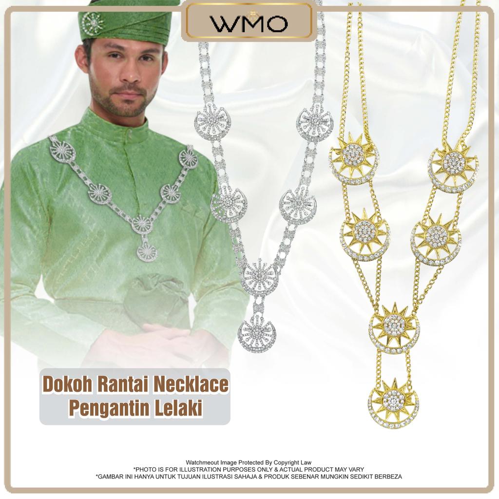 Watchmeout Doh Rantai สร้อยคอ Pengantin Lelaki Bulan Bintang เข็มกลัด Kahwin แบบดั้งเดิม Baju Melayu