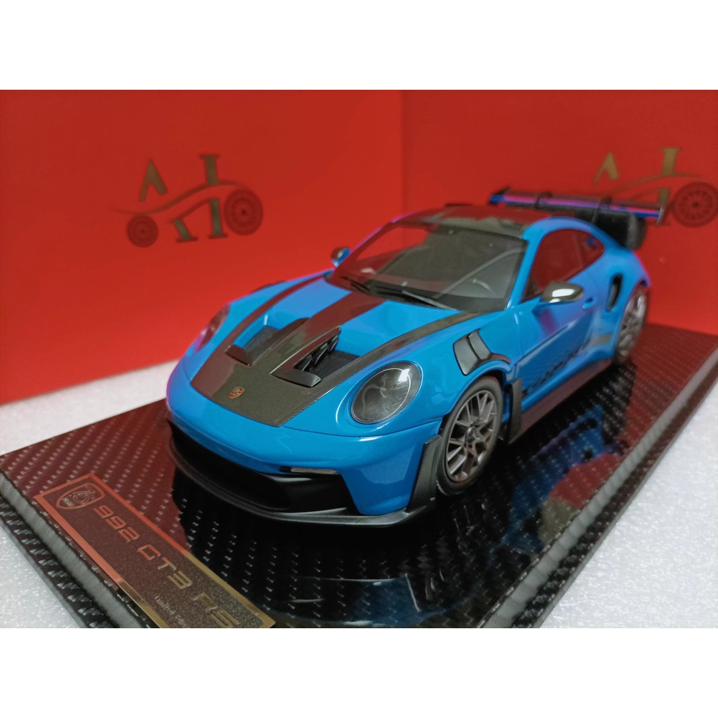Ai 1 18 Porsche Resin Simulation ดัดแปลงรถสปอร์ตรุ่น Porsche 911 1992 GT3 RS สีฟ้า