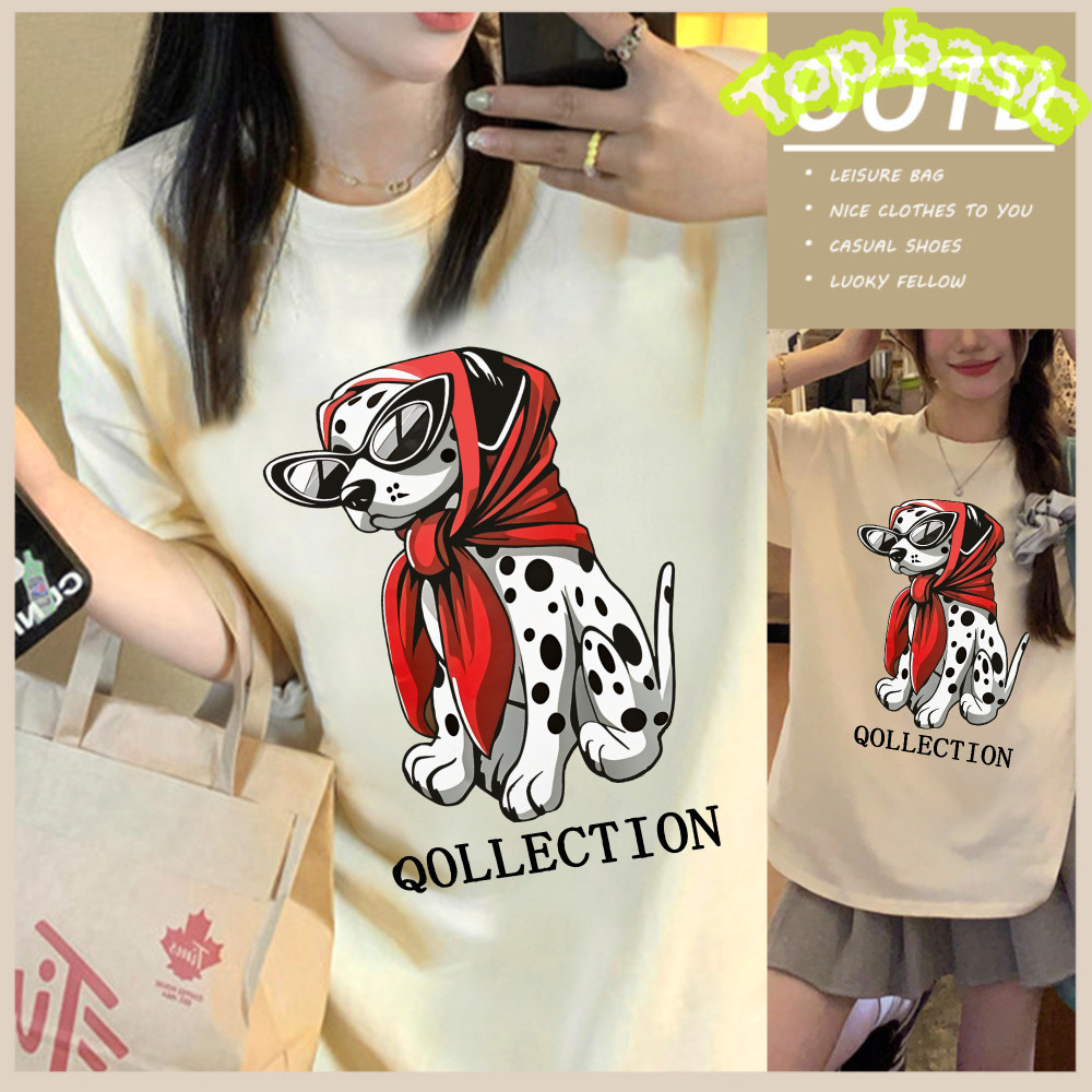Top.basic🔥เสื้อแฟชั่น เสื้อน่ารัก สื้อยืด oversizeเกาหลีสไตล์ โคตรนุ่ม ผ้าCOTTON ลาย "QOLLECTION DOG