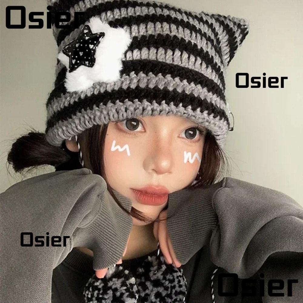 หมวกบีนนี่ OSIER Y2K ลายปีศาจดาวน่ารัก สำหรับฤดูใบไม้ร่วงและฤดูหนาว
