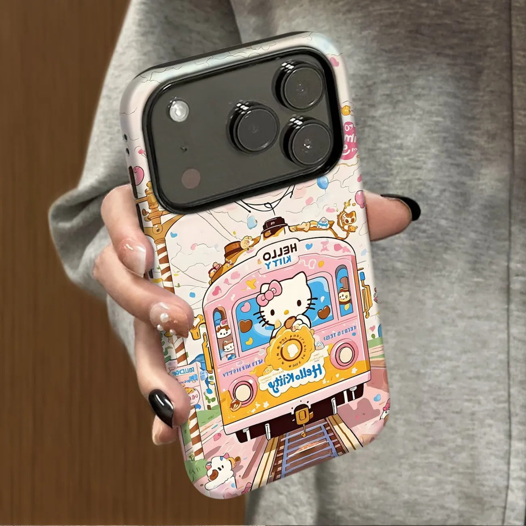 ขนมลูกแมวรถไฟเหมาะสําหรับiPhone 17ProMaxเคสโทรศัพท์ 13 11 XSMAX 15 14ProMax 7/8Plus 17Pro 16ProMax 12 XS XR 16Pro 17AIR Matte Two-in-One Hard Case